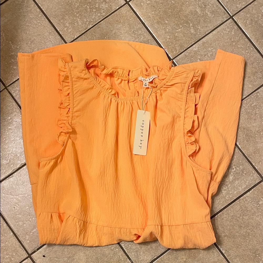 Copper Key Orange Ruffle Dress - Picture 2 of 4